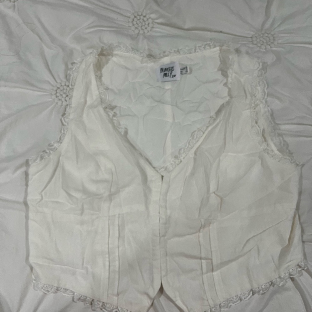 Princess Polly White Lace Trim Tank Top - Picture 2 of 2